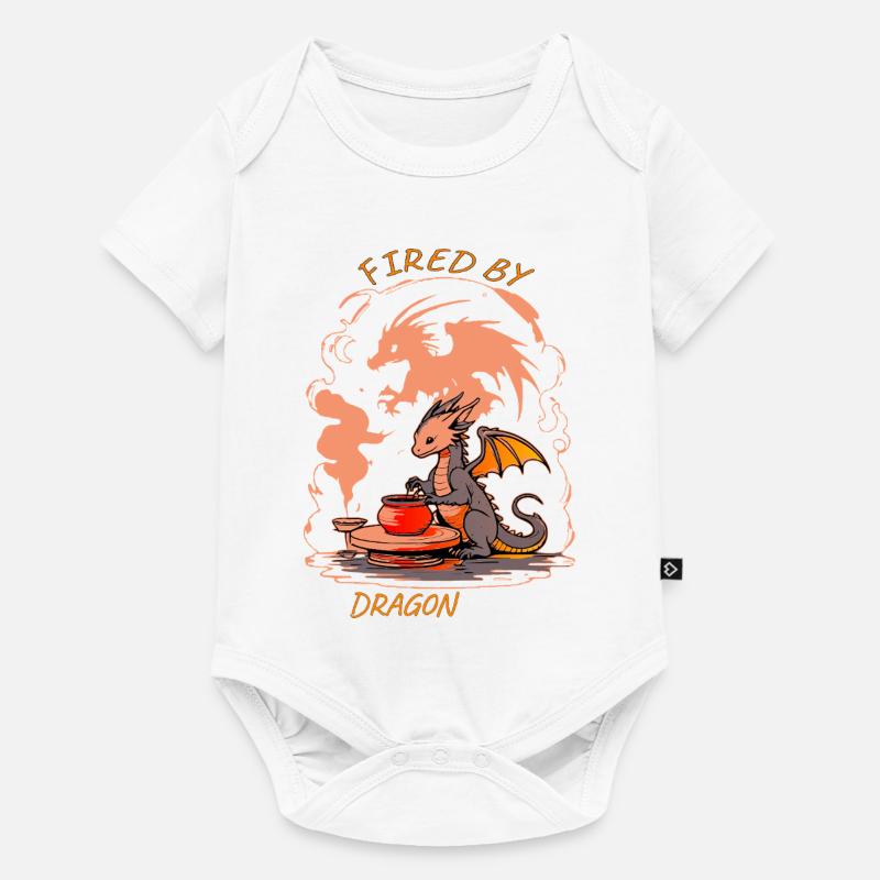 Dragon Forge - Fired by Magic Pottery Art - Baby Premium short-sleeve bodysuit - white