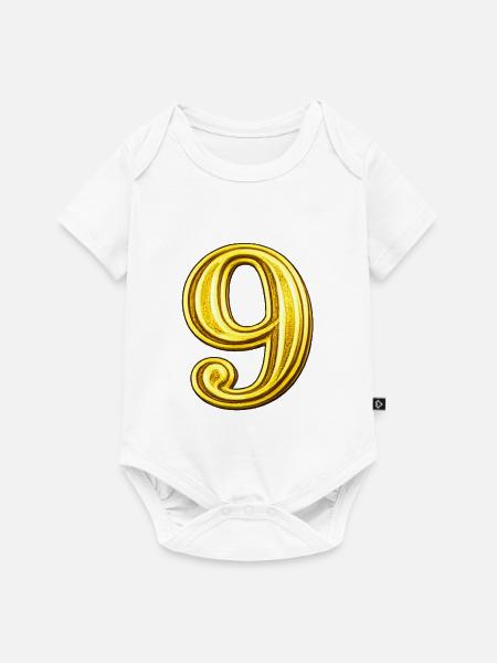 Goldene Neun Ziffer Exquisit - Baby Premium Kurzarmbody - Weiß