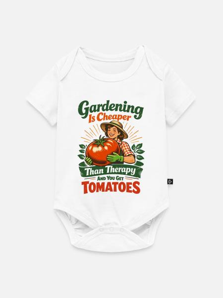 Gärtnerin mit Riesentomate | Lustiger Spruch - Baby Premium Kurzarmbody - Weiß