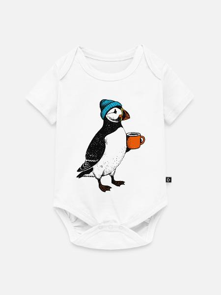 Kaffee Puffin - Baby Premium Kurzarmbody - Weiß