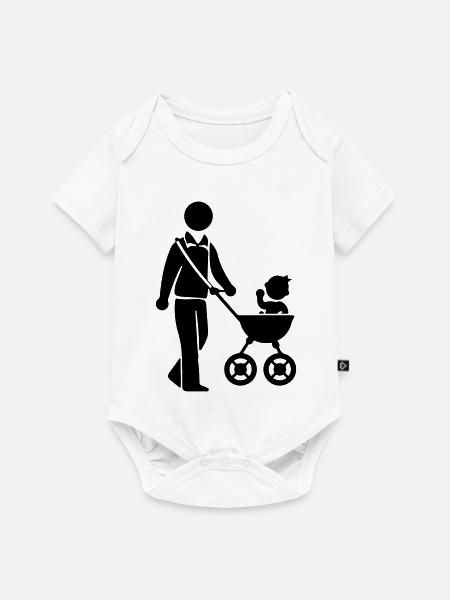 Papa Kinderwagen Baby - Baby Premium Kurzarmbody - Weiß