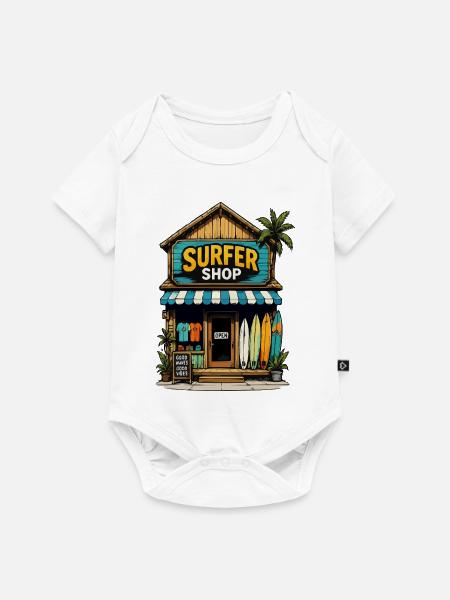 Surfer Shop Strandparadies - Baby Premium Kurzarmbody - Weiß