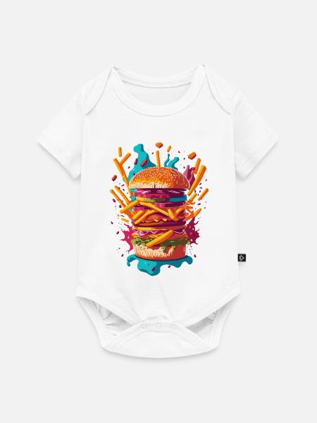 Explosiver PopArt Burger - Baby Premium Kurzarmbody - Weiß