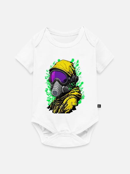 Gasmaske - Baby Premium Kurzarmbody - Weiß