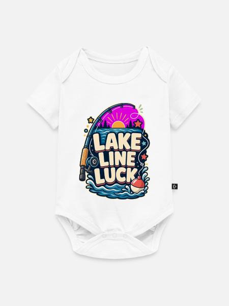 LAKE LINE LUCK Angeln - Baby Premium Kurzarmbody - Weiß