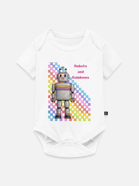 Roboter und Rainbows Retro Robot - Baby Premium Kurzarmbody - Weiß