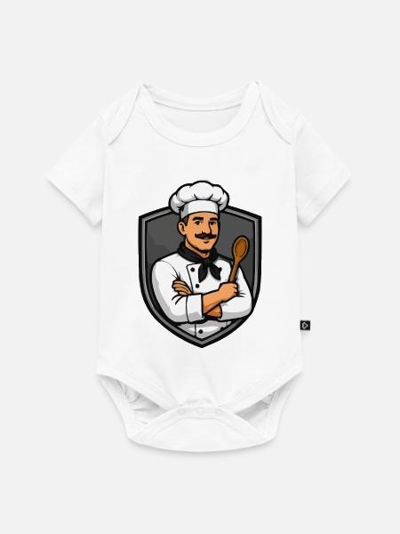 Chef im Wappenemblem Cartoon - Baby Premium Kurzarmbody - Weiß