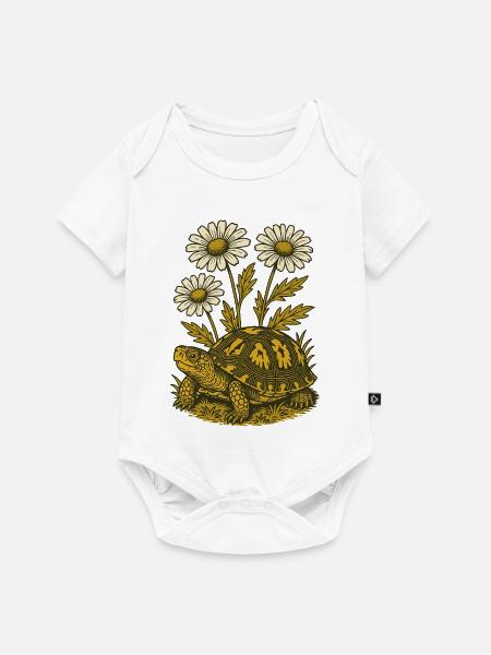 Gänseblümchen-Schildkröte - Baby Premium Kurzarmbody - Weiß