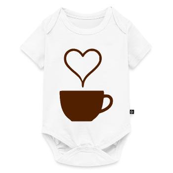 Kaffee Herz Geschenk Kaffeetrinker - Baby Premium Kurzarmbody - Weiß - Vorne
