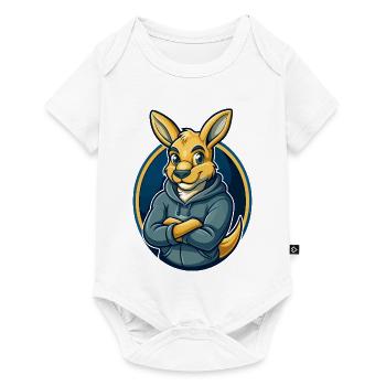 Kangaroo Kawaii Maskottchen Cartoon Clipart Logo Abzeichen - Baby Premium Kurzarmbody - Weiß - Vorne