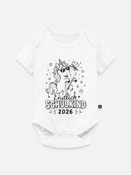 Einhorn Schulkind 2026 Edition - Baby Premium Kurzarmbody - Weiß