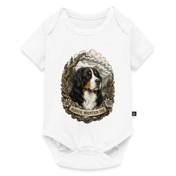 Berner Sennenhund Vintage Stil mit Berglandschaft - Baby Premium Kurzarmbody - Weiß - Vorne
