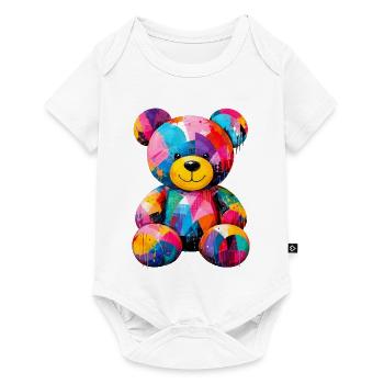 Bunter Teddybär im Pop-Art Stil   - Baby Premium Kurzarmbody - Weiß - Vorne