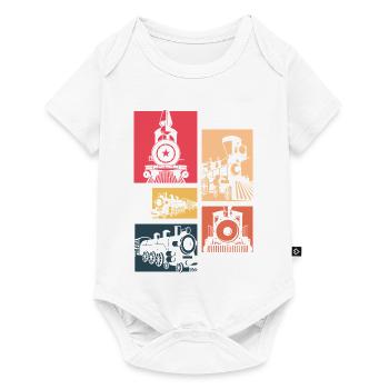 Locomotive Silhouette de train rétro vintage - Body à manches courtes Premium Bébé - blanc - Devant