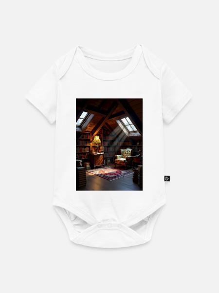 Dachboden-Leseoase im Warmlicht - Baby Premium Kurzarmbody - Weiß
