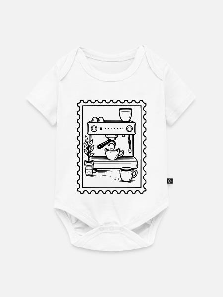 Retro-Kaffeemaschine und Kaffeesüchtiger - Baby Premium Kurzarmbody - Weiß