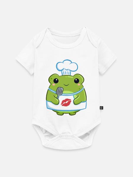Küchenfrosch mit Kussabdruck - Baby Premium Kurzarmbody - Weiß