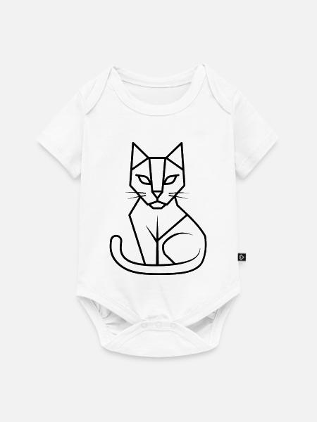 Katze Geometrie - Baby Premium Kurzarmbody - Weiß