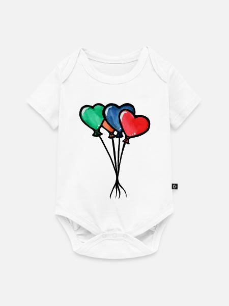 Aquarell-Herzballons-Trio - Baby Premium Kurzarmbody - Weiß