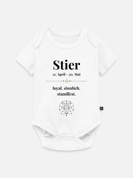 Stier Sternzeichen Eigenschaften - Baby Premium Kurzarmbody - Weiß
