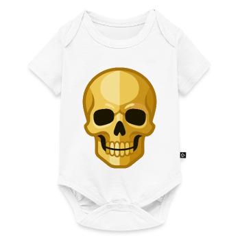 Stilisierte goldene Totenschädelillustration - Baby Premium Kurzarmbody - Weiß - Vorne