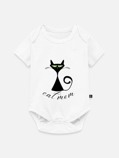 Katze Mama - Baby Premium Kurzarmbody - Weiß