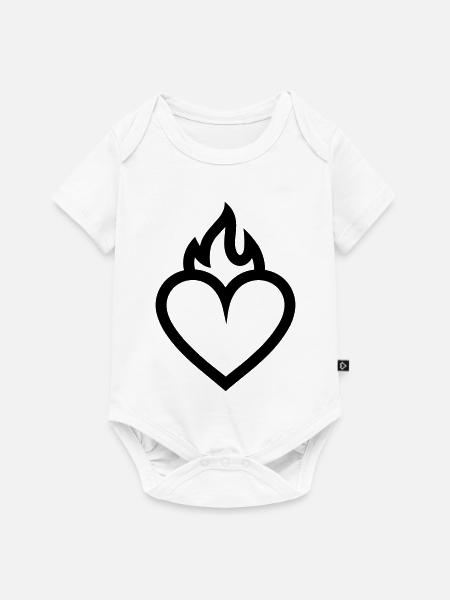 flammendes Herz - Baby Premium Kurzarmbody - Weiß