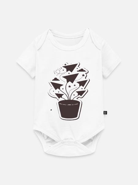 Papierflug-Pflanzenzauber - Baby Premium Kurzarmbody - Weiß