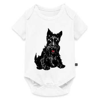 Monochrome Terrier-Linienkunst - Baby Premium Kurzarmbody - Weiß - Vorne