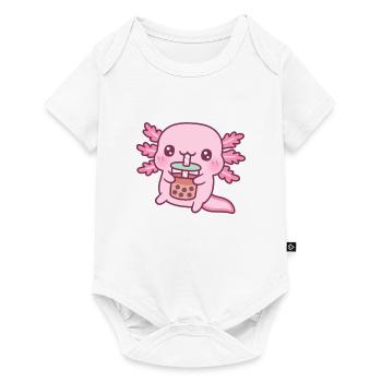 Mignon Axolotl boire du thé à bulles - Body à manches courtes Premium Bébé - blanc - Devant