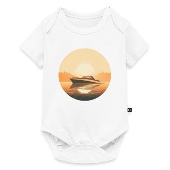 Motorboat in sunset background - Baby Premium short-sleeve bodysuit - white - Front