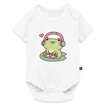Cute Gamer Frog Loves Playing Video Games - Baby Premium short-sleeve bodysuit - white - Front