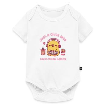 Niedliches Gamer-Küken Nur ein Küken, das Videospiele liebt - Baby Premium Kurzarmbody - Weiß - Vorne