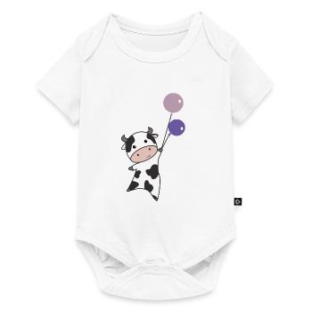 Kuh fliegt mit Luftballons nach oben süße Tiere - Body à manches courtes Premium Bébé - blanc - Devant