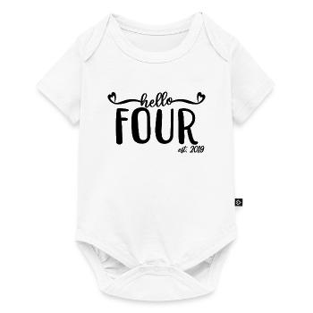4th Birthday Kids Girls 4 Hello Four Est. 2019 - Baby Premium short-sleeve bodysuit - white - Front