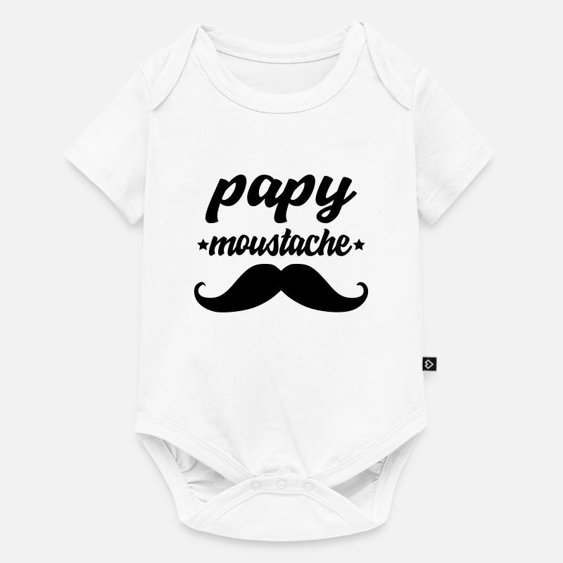 papy moustache - Body à manches courtes Premium Bébé - blanc