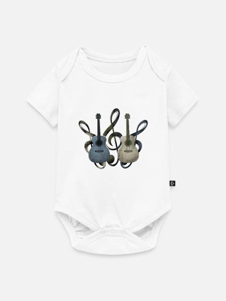 Gitarren Notenschlüssel - Baby Premium Kurzarmbody - Weiß