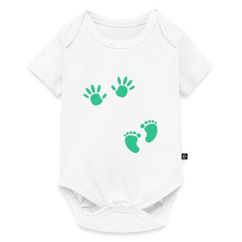 Schwangerschaft Fußabdruck Handabdruck Baby Bauch - Baby Premium Kurzarmbody - Weiß - Vorne