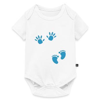 Schwangerschaft Fußabdruck Hand Junge Baby Bauch - Baby Premium Kurzarmbody - Weiß - Vorne