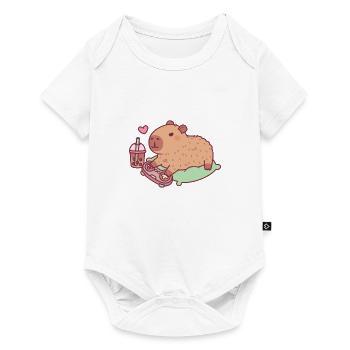 Cute Capybara Chilling With Video Games And Boba - Baby Premium short-sleeve bodysuit - white - Front