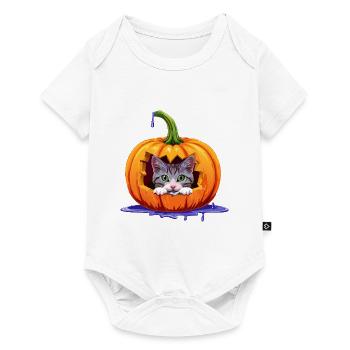 Pumpkin with Halloween cat - Baby Premium short-sleeve bodysuit - white - Front
