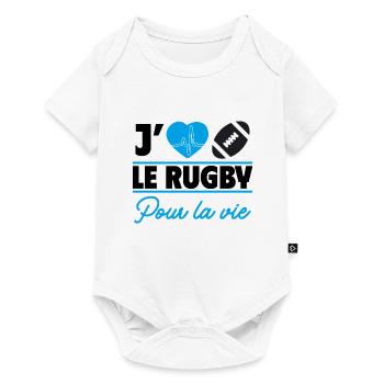 j aime le rugby pour la vie,Rugby,Rugbyman - Body à manches courtes Premium Bébé - blanc - Devant
