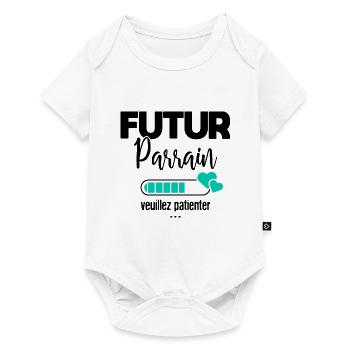 Futur parrain veuillez patienter - Body à manches courtes Premium Bébé - blanc - Devant