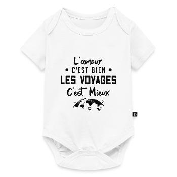 l'amour c'est bien les voyages c'est mieux - Body à manches courtes Premium Bébé - blanc - Devant