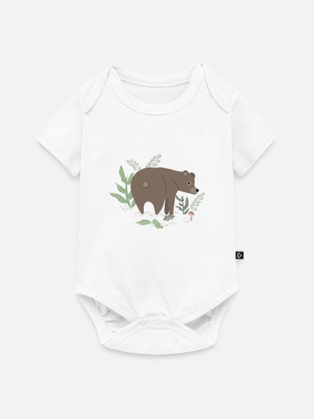 Braunbär im Wald - Baby Premium Kurzarmbody - Weiß