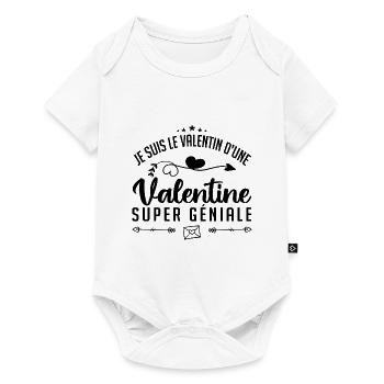je suis le valentin d'une valentine super génial - Body à manches courtes Premium Bébé - blanc - Devant
