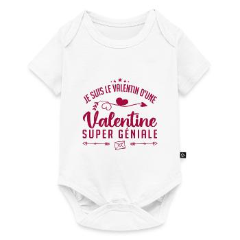 je suis le valentine d'une valentine super génial - Body à manches courtes Premium Bébé - blanc - Devant
