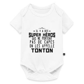 il y a des super-héros ... tonton - Body à manches courtes Premium Bébé - blanc - Devant