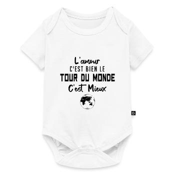 l'amour c'est bien le tour du monde c'est mieux - Body à manches courtes Premium Bébé - blanc - Devant