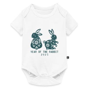 Joyeux Nouvel An chinois 2023 Année du Lapin - Body à manches courtes Premium Bébé - blanc - Devant
